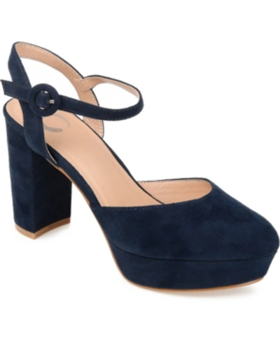 Shop Journee Collection Women's Roslynn Platform Block Heel Dress Pumps In Navy