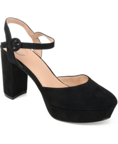 Journee Collection Womens Roslynn Almond Toe High Block Heel Pumps In Black