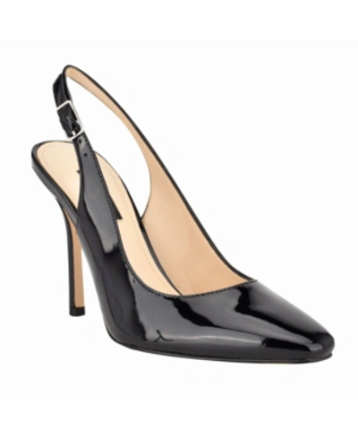 Shop Nine West Women's Alison Snip Toe Slingback Pumps Women's Shoes In Black Patent