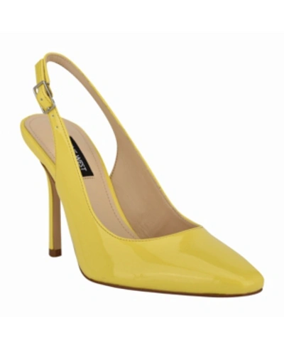 Shop Nine West Women's Alison Snip Toe Slingback Pumps Women's Shoes In Yellow Patent