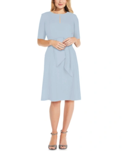 Shop Adrianna Papell Women's Short Sleeve Tie-front Dress In Blue Mist