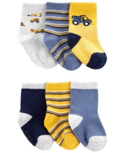 Shop Carter's Baby Boys Crew Socks, Pack Of 6 In Blue