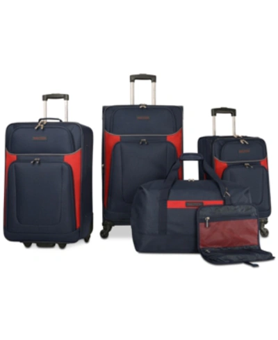 Shop Nautica Oceanview 5-pc. Luggage Set, Created For Macy's In Navy/red