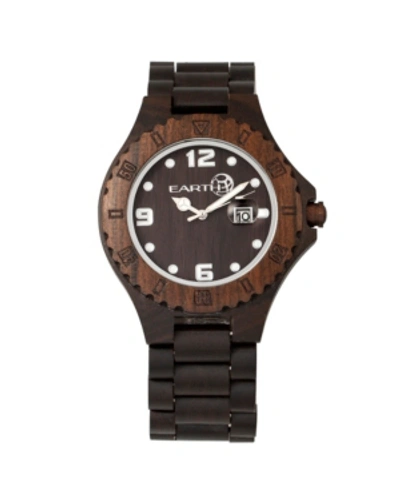 Shop Earth Wood Raywood Wood Bracelet Watch W/date Brown 47mm In Dark Brown