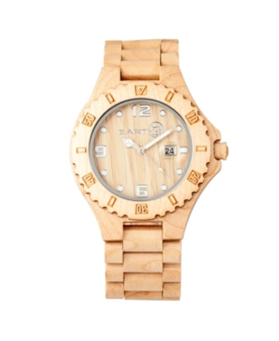 Shop Earth Wood Raywood Wood Bracelet Watch W/date Khaki 47mm In Khakitan