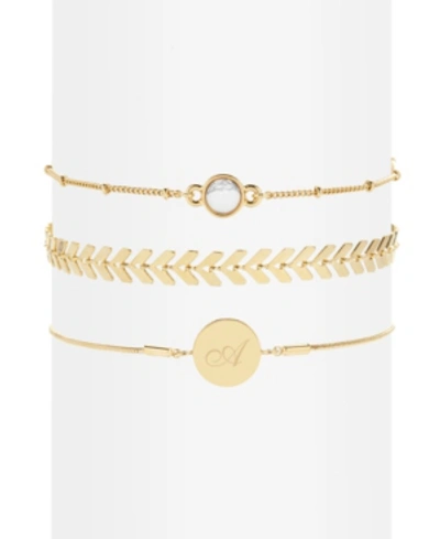 Brook & York Wren Initial Howlite Bracelet Set In Gold- A