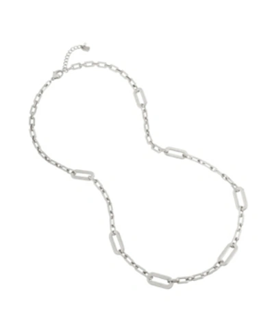 Shop Robert Lee Morris Soho Geometric Link Long Necklace In Silver-tone