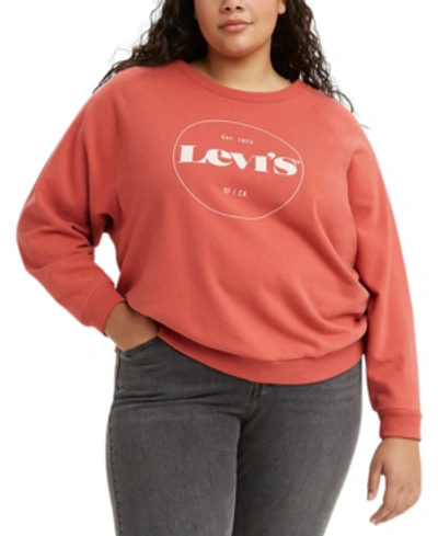 Shop Levi's Trendy Plus Size Vintage-style Logo Sweatshirt In Crew Circle Logo Aragon