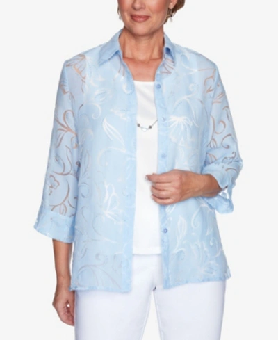 Shop Alfred Dunner Plus Size Classics Burnout Floral Two For One Top In Cornflower