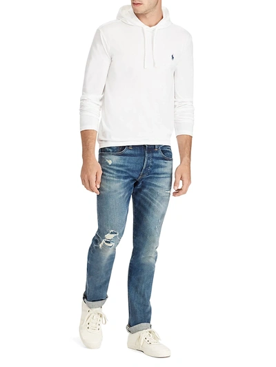 Shop Polo Ralph Lauren Long-sleeve Cotton Jersey Hooded Tee In White