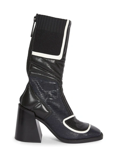 Shop Chloé Women's Bell Tejus-print Leather Boots In Midnight