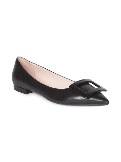 Shop Roger Vivier Gommettine Ball Leather Flats In Black