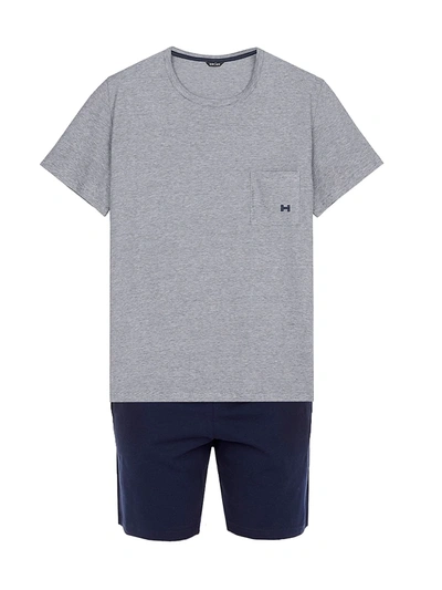 Shop Hom Men's 2-piece T-shirt & Shorts Pajama Set In Navy