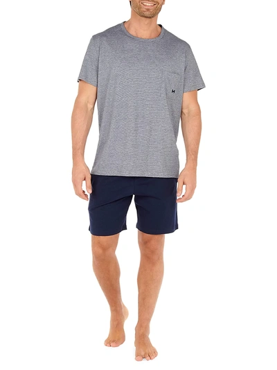 Shop Hom Men's 2-piece T-shirt & Shorts Pajama Set In Navy
