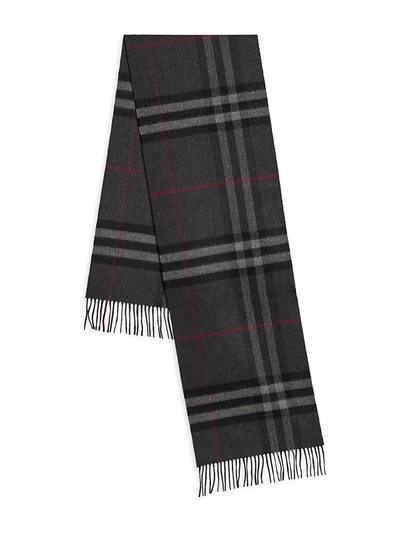 Shop Burberry Men's Giant Check Cashmere Scarf In Charcoal