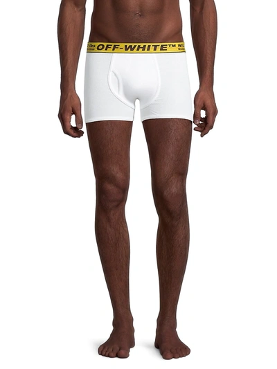 Shop Off-white Men's Stretch Cotton Boxer Shorts In White Yellow