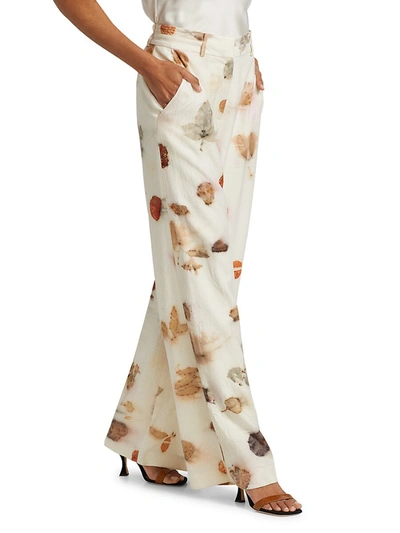 Shop Alejandra Alonso Rojas Floral Printed Full-leg Pants In Ecru Aspictured