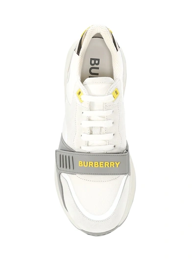 Shop Burberry Ramsey Low-top Sneakers In White Archive Yellow