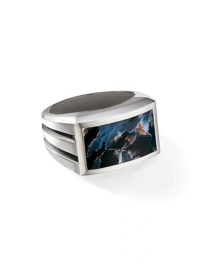 Shop David Yurman Men's Streamline Beveled Signet Ring In Silver