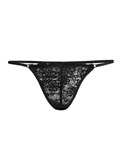 Shop Les Girls Les Boys Daisy Lace String Thong In Black