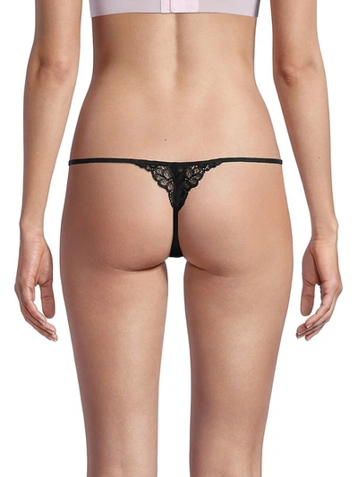 Shop Les Girls Les Boys Daisy Lace String Thong In Black