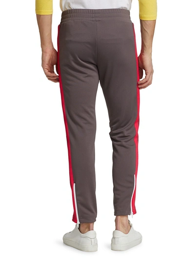 Shop Palm Angels Men's College Slim-fit Track Pants In Grey Magenta