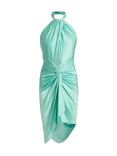 Shop Alexandre Vauthier Twisted Wrap Halter Mini Dress In Jade