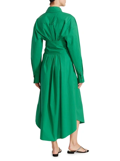 Shop Alexandre Vauthier Women's Tie Waist Wrap Shirtdress In Emerald