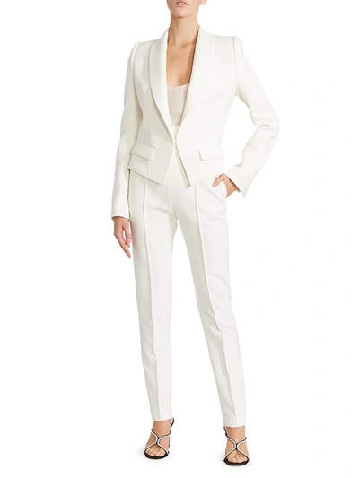 Shop Alexandre Vauthier One-button Cropped Blazer Jacket In White