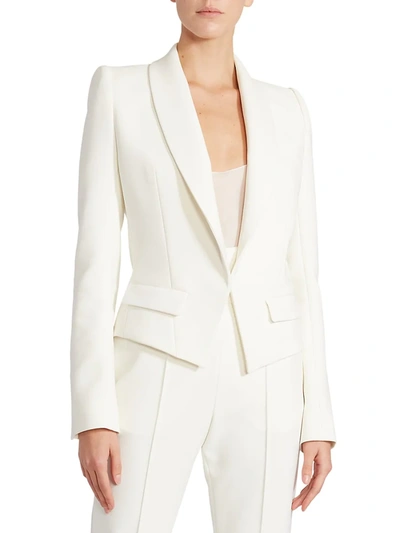 Shop Alexandre Vauthier One-button Cropped Blazer Jacket In White