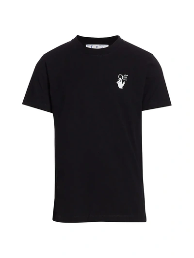 Shop Off-white Men's Slim-fit Marker Logo Back T-shirt In Black Fuchsia