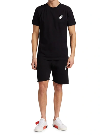 Shop Off-white Men's Slim-fit Marker Logo Back T-shirt In Black Fuchsia