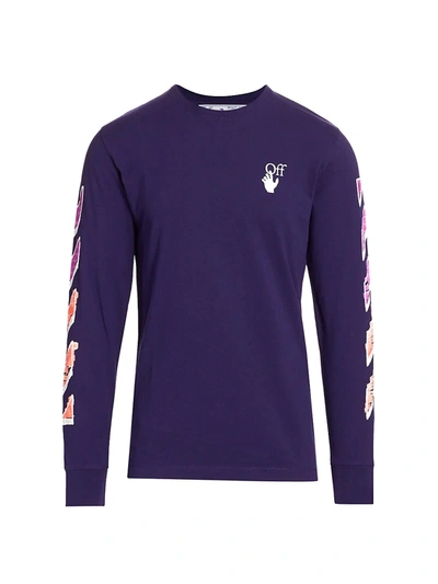 Shop Off-white Men's Marker Long-sleeve T-shirt In Astral Aur