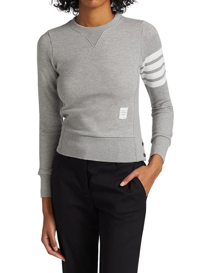 Shop Thom Browne Women's Slim Cotton Crewneck Sweatshirt In Light Grey