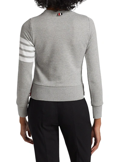 Shop Thom Browne Women's Slim Cotton Crewneck Sweatshirt In Light Grey