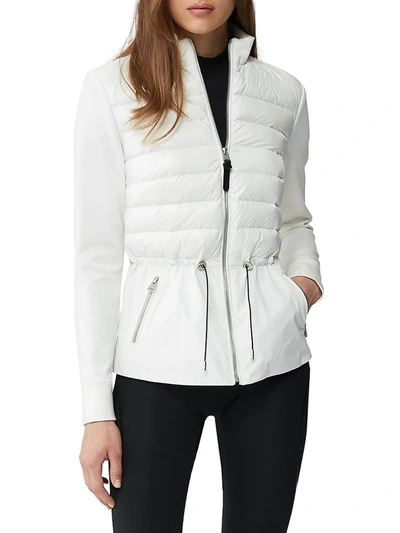 Shop Mackage Joyce Peplum Down Puffer Jacket In Off White