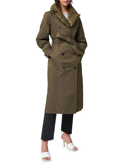Shop Mackage Sage Double-breasted Down Trench Coat In Army
