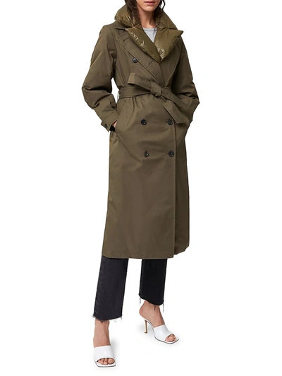 Shop Mackage Sage Double-breasted Down Trench Coat In Army