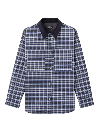 Shop Apc Tibo Plaid Jacket In Blue