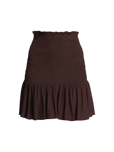 Shop A.l.c Taryn Smocked Mini Skirt In Umber