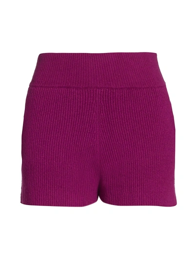 Shop Helmut Lang Rib-knit Shorts In Plum