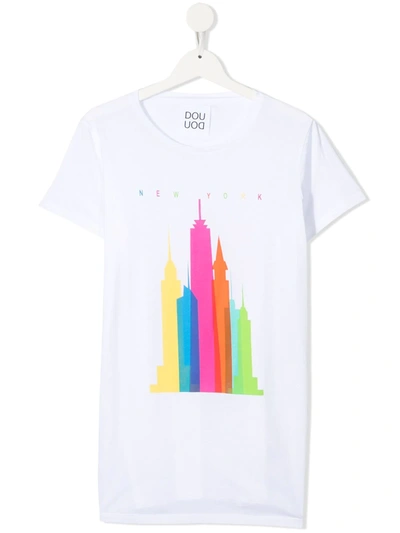 Shop Douuod New York Print T-shirt In White