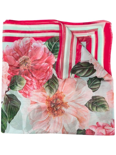 Shop Dolce & Gabbana Floral-print Silk Scarf In Pink