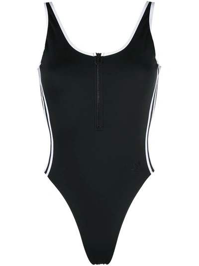 Shop Adidas Originals Primeblue Adicolor Contrast-trimmed Swimsuit In Black