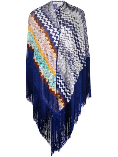 Shop Missoni Zigzag Fringed Cover-up In Blue