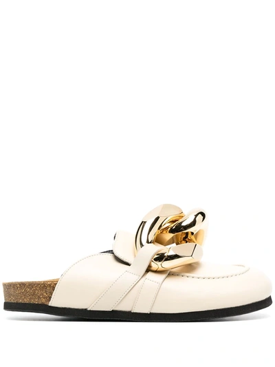 Shop Jw Anderson Chain Loafer Mules In Neutrals