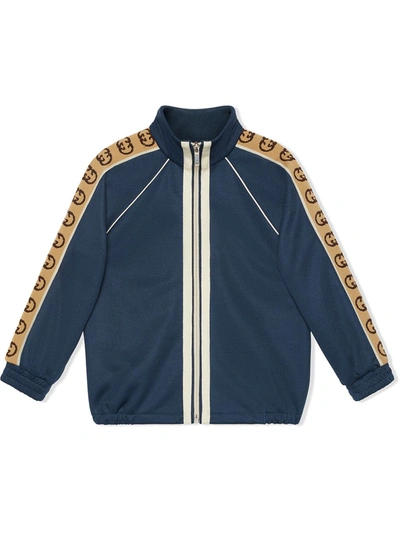 Shop Gucci Logo-trim Track Jacket In Blue