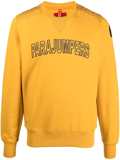 Shop Parajumpers Logo Front Quilted Sweatshirt In Yellow