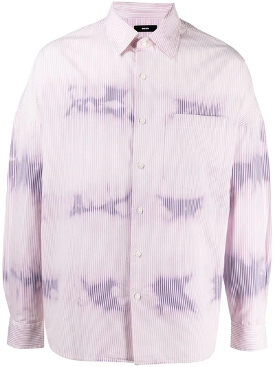 Shop Diesel Tie-dye Stripe Print Cotton Shirt In Pink
