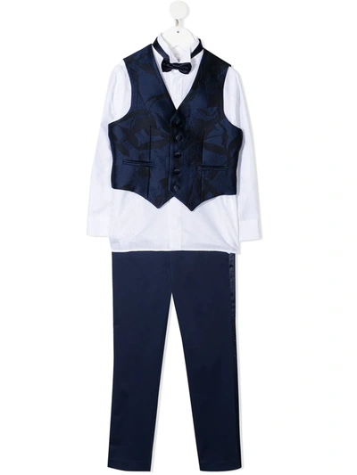 Shop Colorichiari Tuxedo Waistcoat Suit In Blue